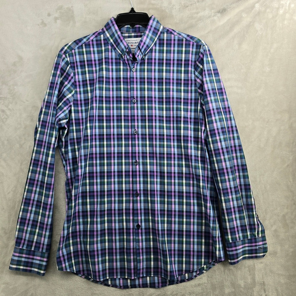 Mizzen+Main Leeward‎ Collection Mens Large Trim Fit Plaid Button Down Shirt